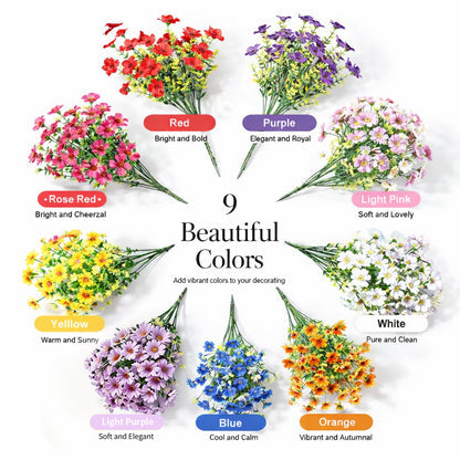 9-Color Artificial Flower (6/12pcs/set), UV Resistant Colorful Fake Flower