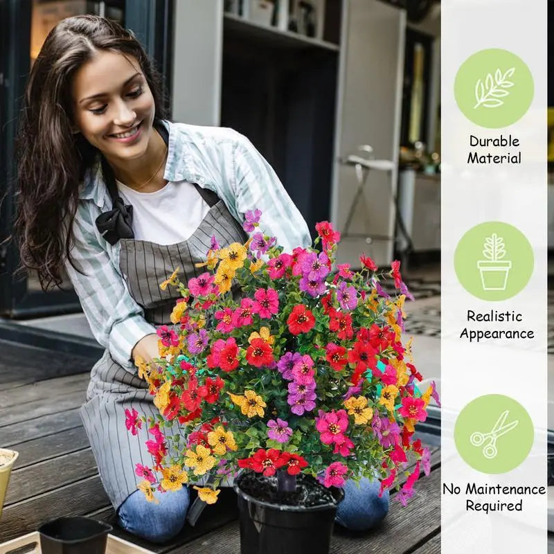 9-Color Artificial Flower (6/12pcs/set), UV Resistant Colorful Fake Flower