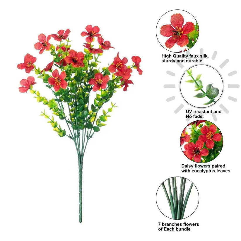 9-Color Artificial Flower (6/12pcs/set), UV Resistant Colorful Fake Flower