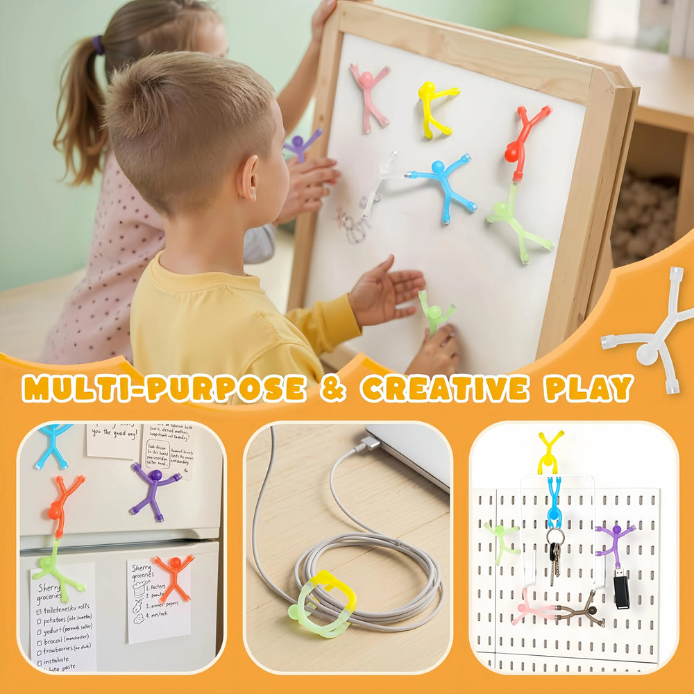 Magnetic figures used for creative play and organization