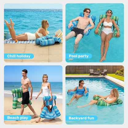 2-Pack 40%OFF, Inflatable Pool Chairs - Premium Fabric & Cool Mesh 🌊☀️