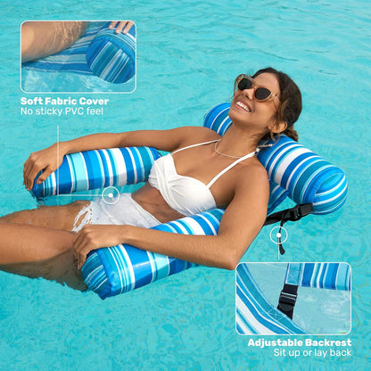 2-Pack 40%OFF, Inflatable Pool Chairs - Premium Fabric & Cool Mesh 🌊☀️