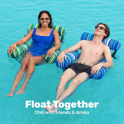 2-Pack 40%OFF, Inflatable Pool Chairs - Premium Fabric & Cool Mesh 🌊☀️