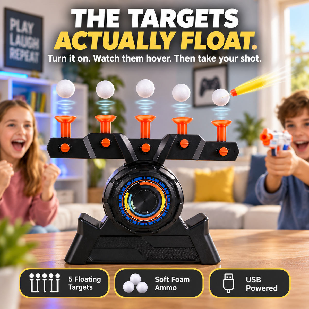 Floating Target Challenge Game – USB Powered Foam Dart Shooting Set