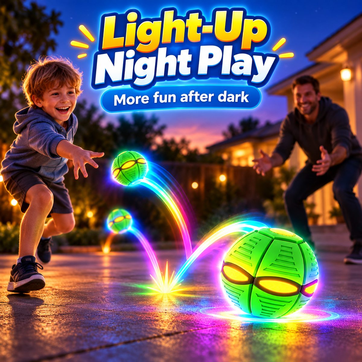 Light-up Magic Metaball at night
