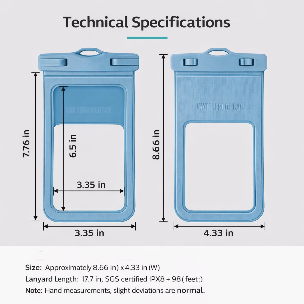 Universal IPX8 High-Transparency Waterproof Phone Pouch with Touch-Screen Support