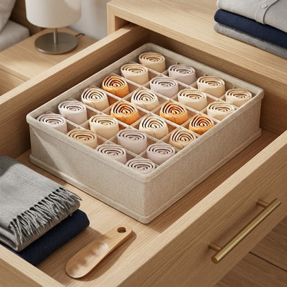 Premium Cotton-Linen 24-Compartment Organizer