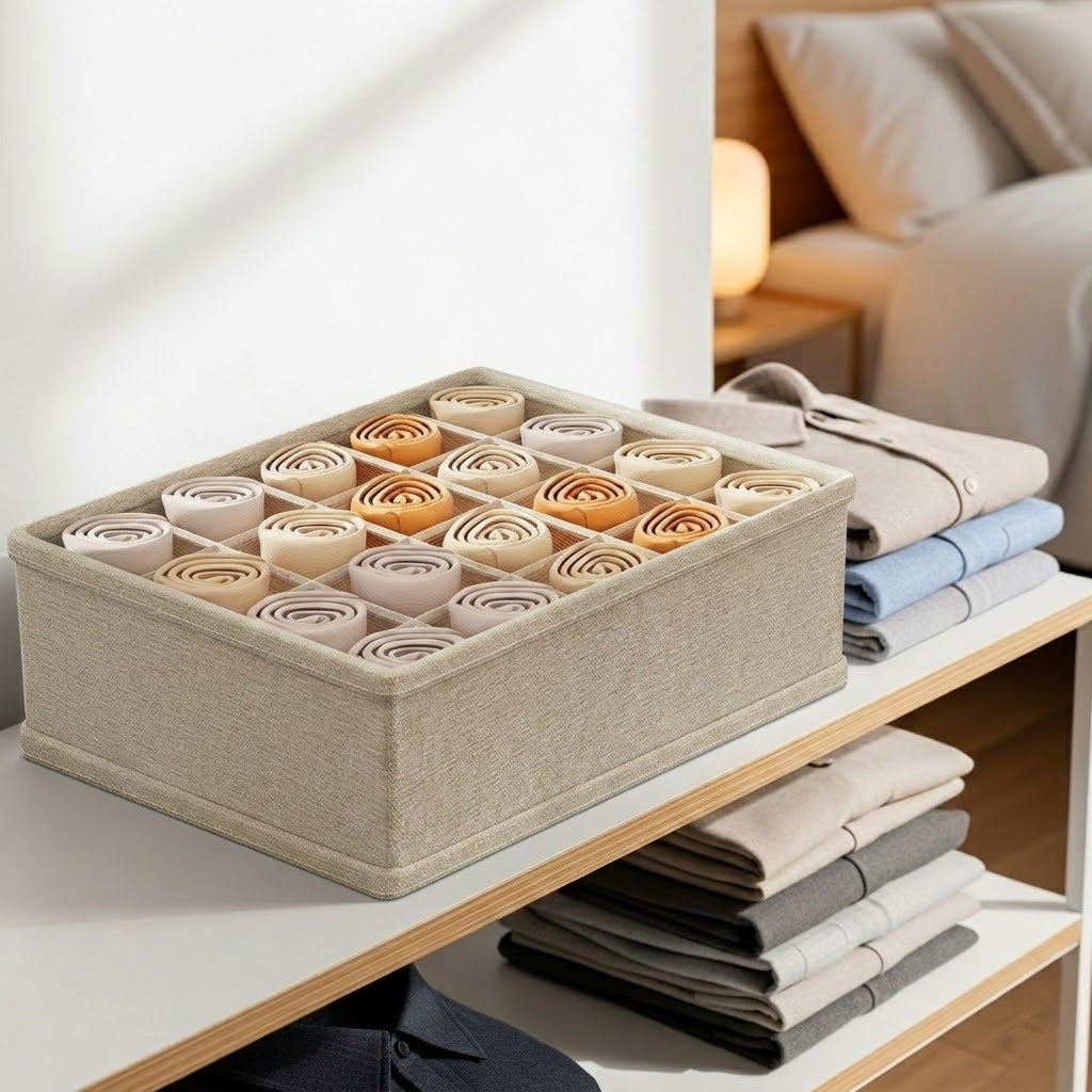 Premium Cotton-Linen 24-Compartment Organizer