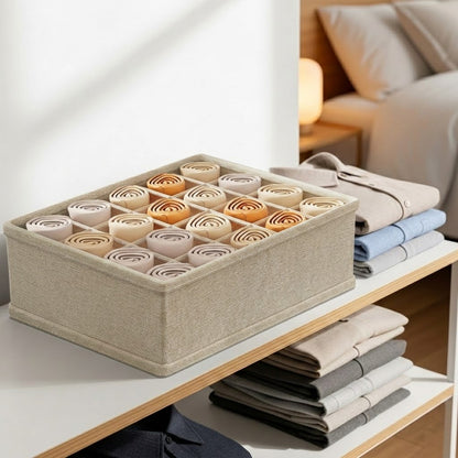 Premium Cotton-Linen 24-Compartment Organizer