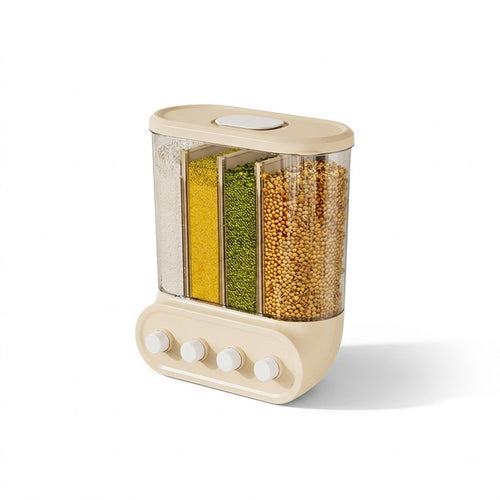 Wall-Mounted 4-Compartment Grain Dispenser