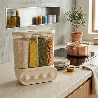 Wall-Mounted 4-Compartment Grain Dispenser